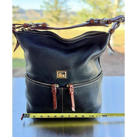 Dooney & Bourke Dillen Pocket Navy Pebbled Leather Hobo Bag - Picture 4 of 14